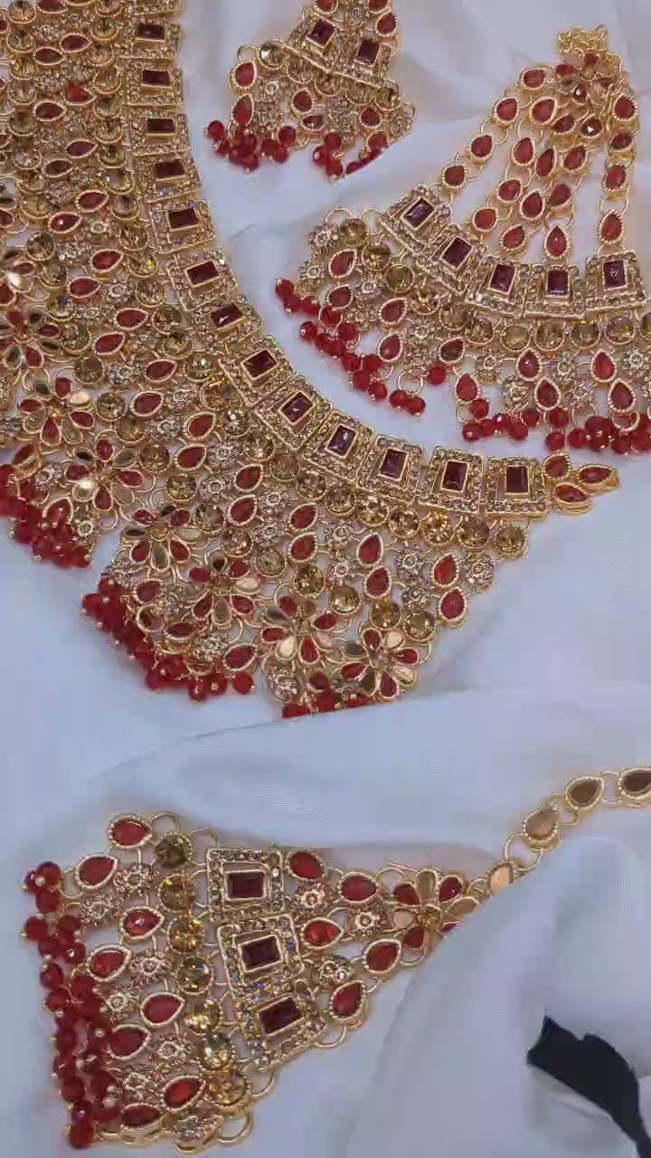 Bridal Set New Arrival  Zarqon & Poalki Work  With Tikka & Jummar